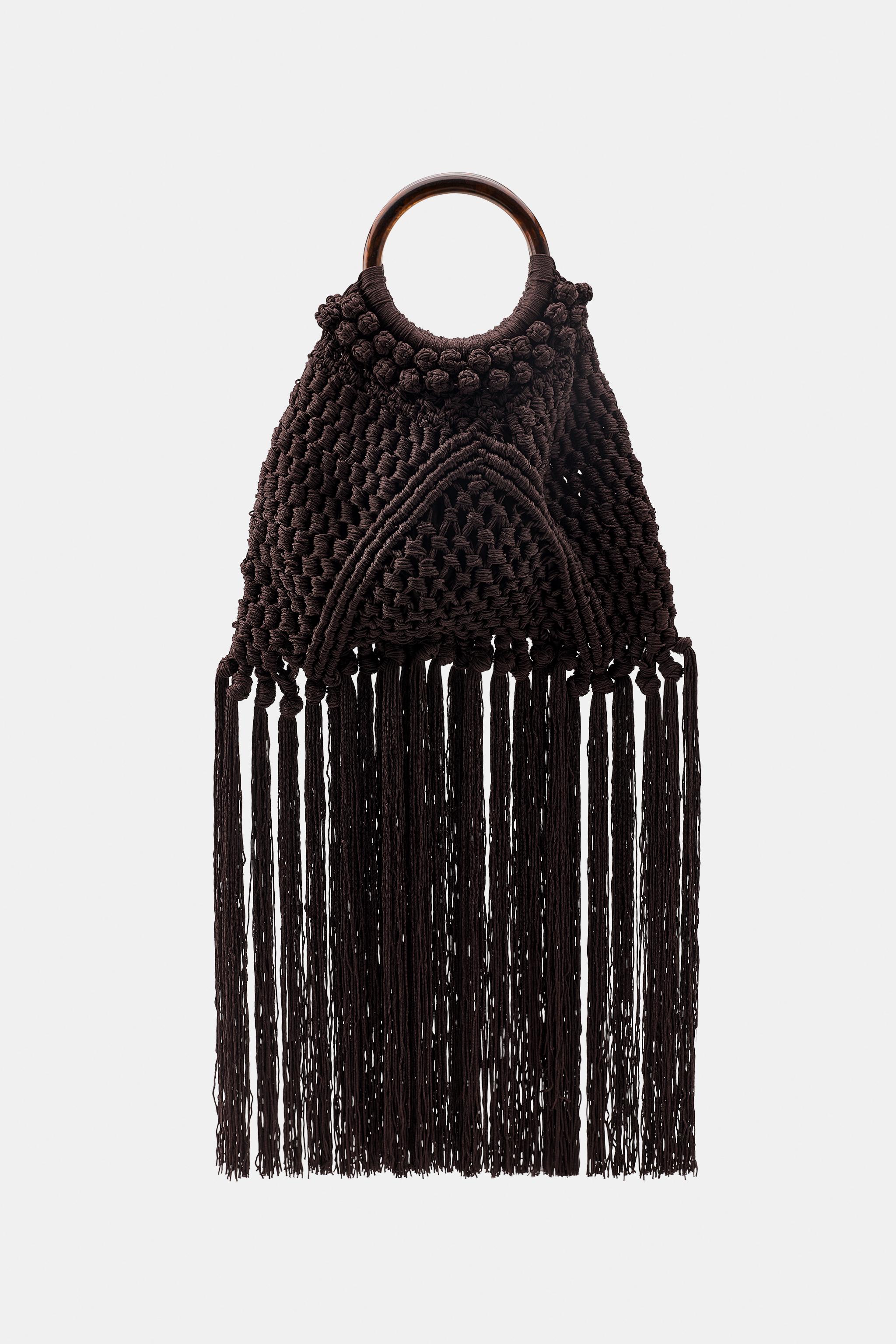 SAC EN TISSU À NŒUDS ET FRANGES